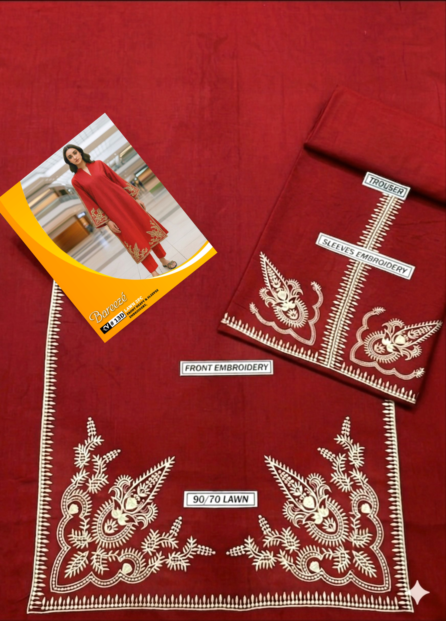 Bareeze 2-Piece Full Embroidered Lawn Suit D#088
