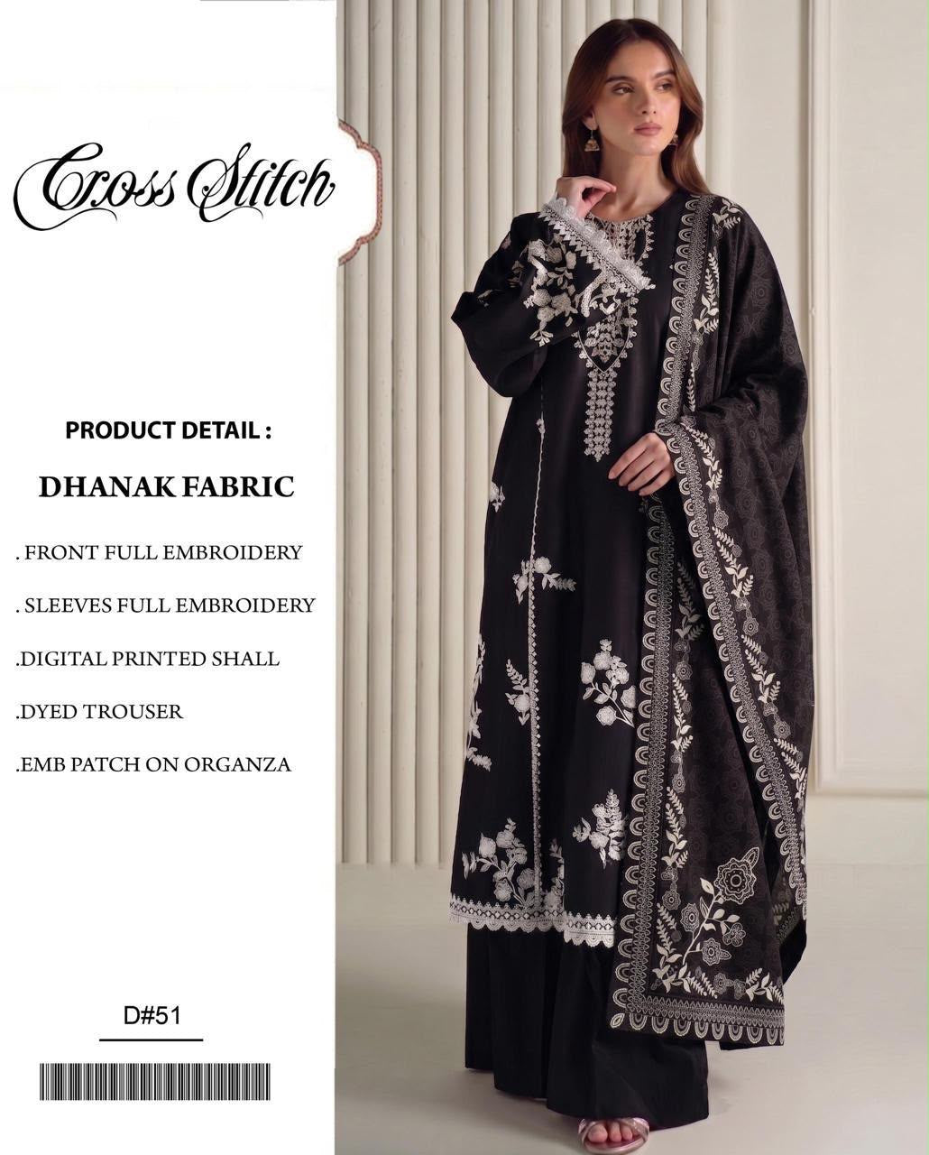 SALE Embroidered Dhanak 3pc Winter Collection Unstitch D008