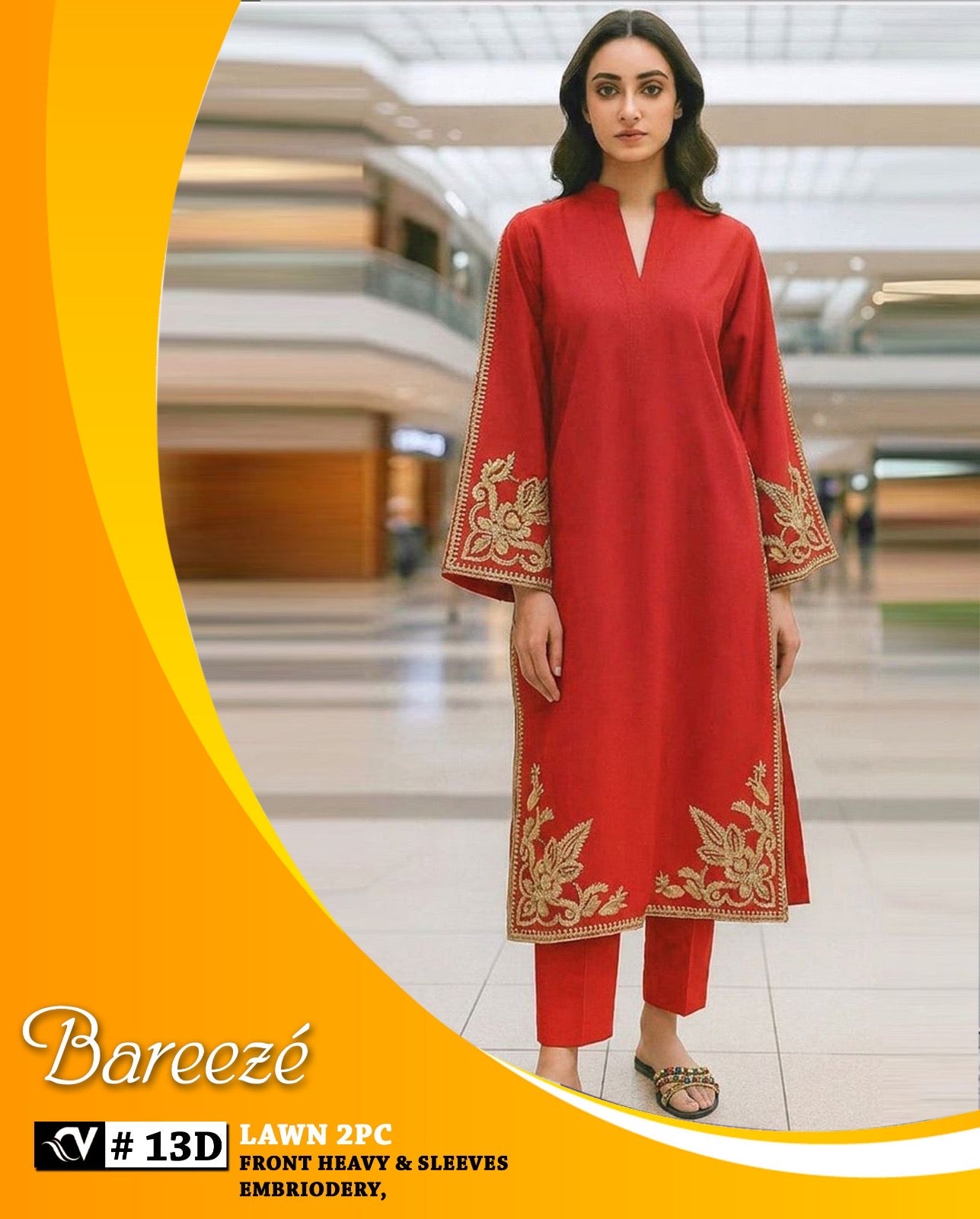 Bareeze 2-Piece Full Embroidered Lawn Suit D#088
