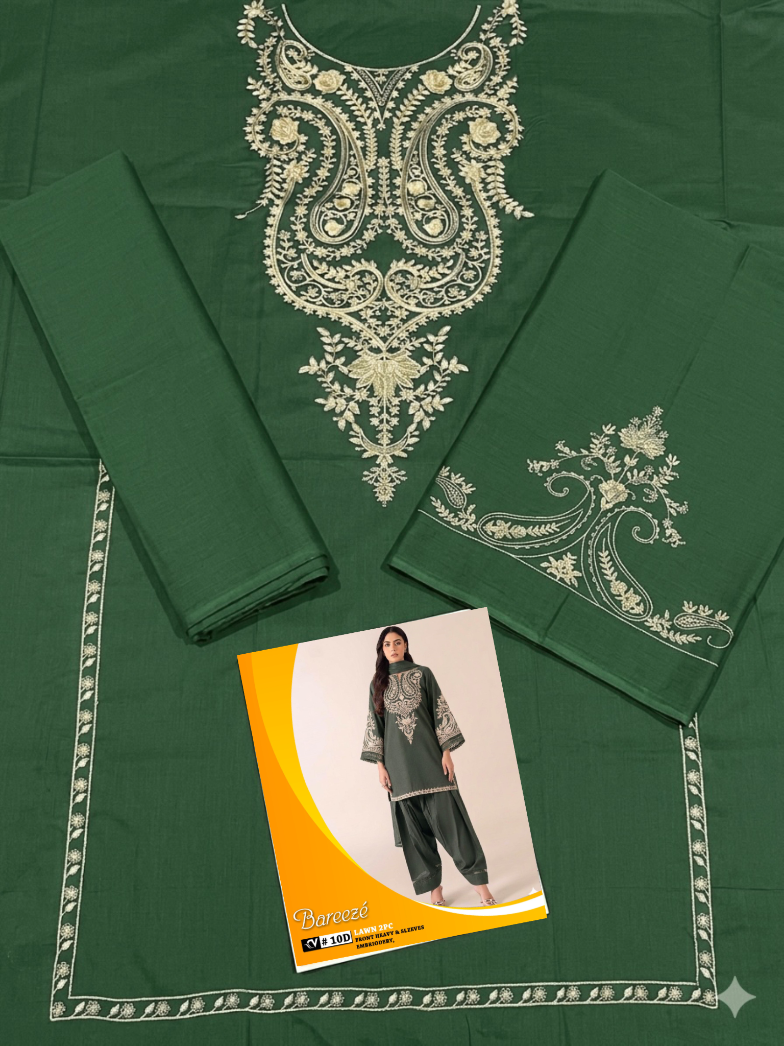 Bareeze 2-Piece Full Embroidered Lawn Suit D#094